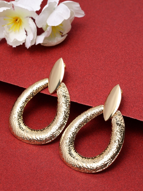 

Stoln Gold-Toned Teardrop Shaped Drop Earrings
