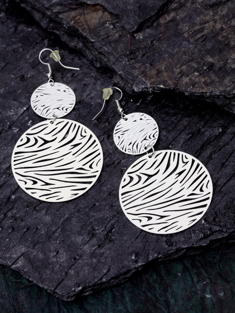 

Stoln Silver-Toned Circular Drop Earrings