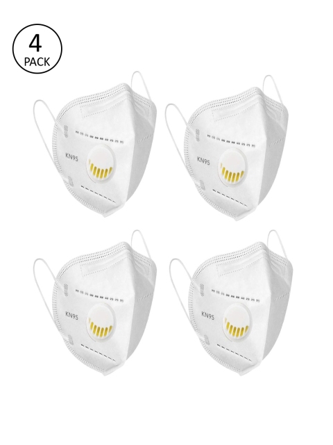 

OOMPH Unisex White 4 Pcs 5-Ply Anti-Pollution KN95 Valved Masks