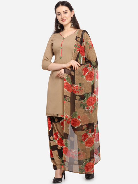 

Ethnic Junction Beige & Coffee Brown Solid Unstitched Dress Material