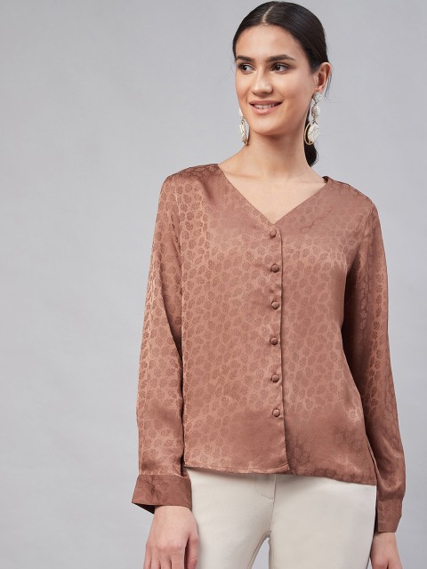 

Marie Claire Women Brown Self Design Shirt Style Top