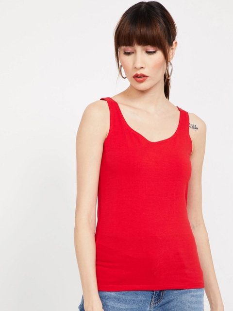 

Ginger by Lifestyle Women Red Printed Scoop Neck T-shirt