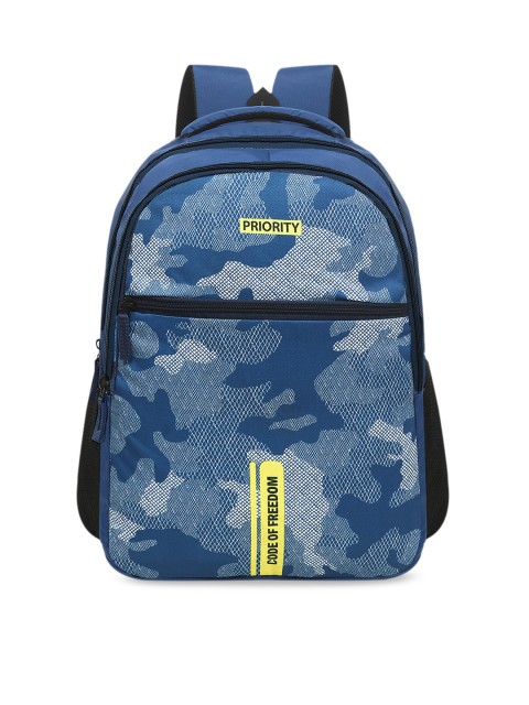 

Priority Boys Navy Blue & Grey Camouflage Printed Go Getters 003 Backpack