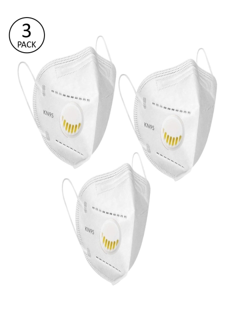 

OOMPH Unisex Pack of 3 5-Ply KN95 Anti-Pollution Mask with Valve, White