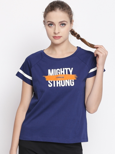 

Ajile by Pantaloons Women Navy Blue Printed Round Neck T-shirt