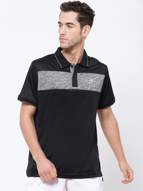 

SG Men Black & Grey Colourblocked Polo Collar T-shirt