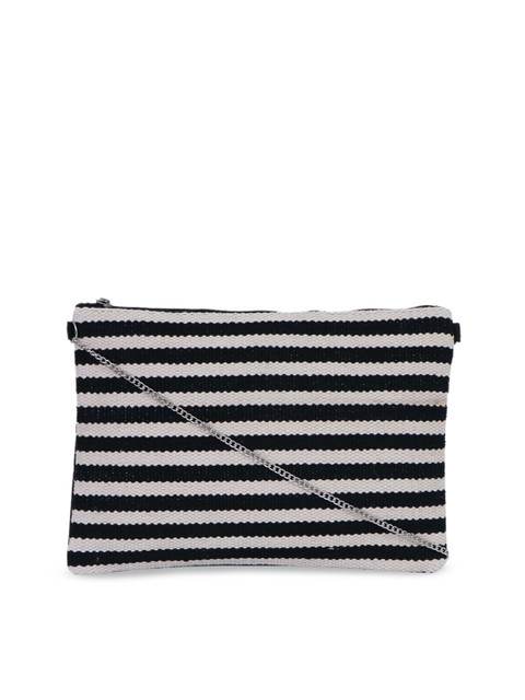 

Diwaah Black & Off-White Striped Handmade Sling Bag