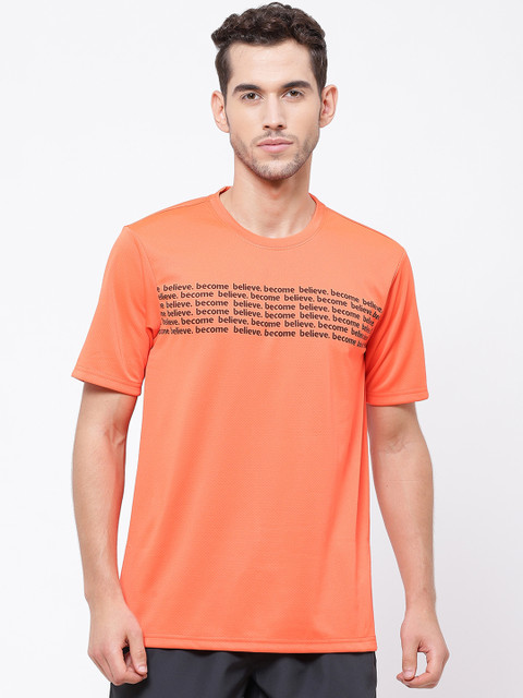 

SG Men Orange Printed Round Neck T-shirt