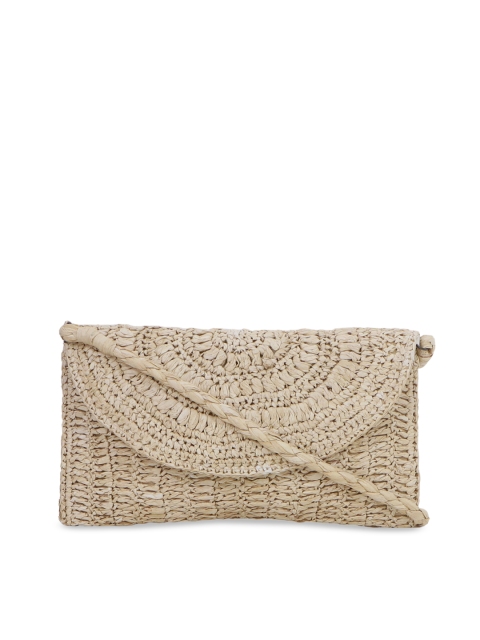 

Diwaah Cream-Coloured Self Design Jute Envelope Clutch