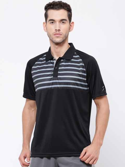 

SG Men Black & Grey Striped Polo Collar T-shirt