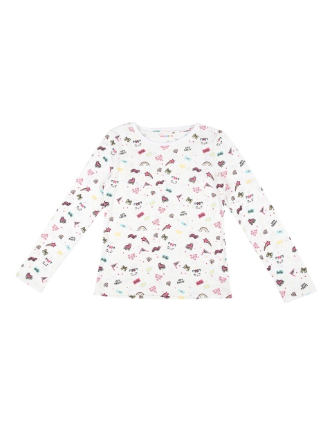 

POPPERS by Pantaloons Girls White Printed Round Neck Pure Cotton T-shirt