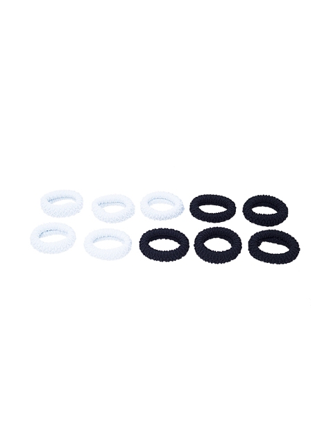 

Golden Peacock Set of 10 Black & White Ponytail Holders