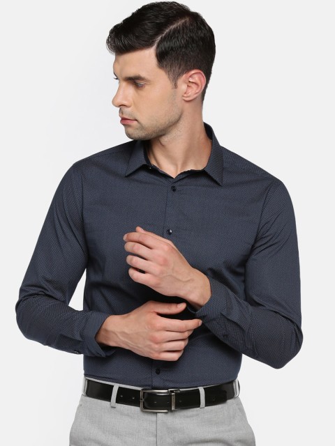 

RICHARD PARKER by Pantaloons Men Navy Blue Regular Fit Printed Formal Shirt