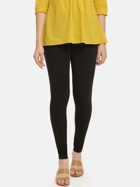 

Zelen Women Black Solid Churidar-Length Leggings