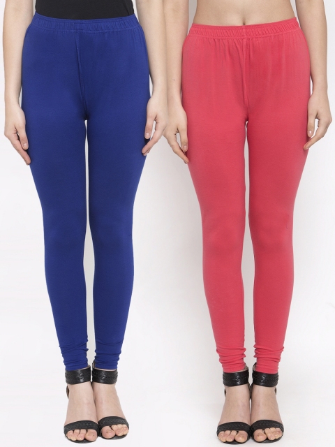 

TAG 7 Women Pack Of 2 Solid Churidar-Length Leggings, Pink