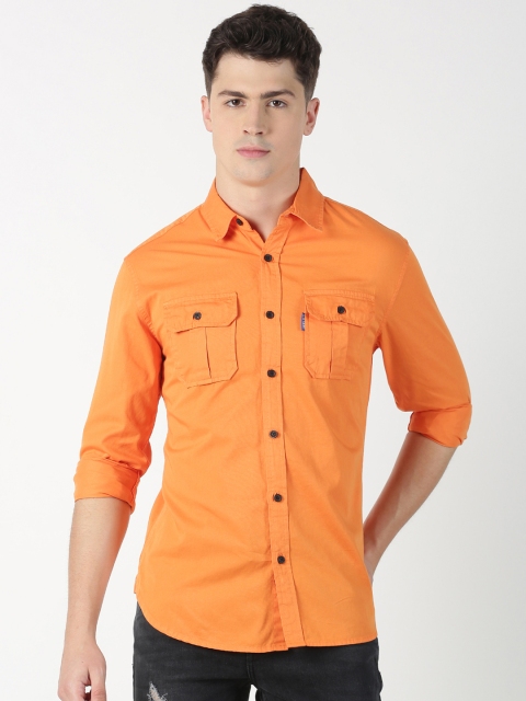 

Blue Saint Men Orange Regular Fit Solid Casual Shirt