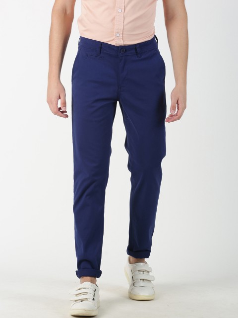

Blue Saint Men Navy Blue Regular Fit Solid Chinos