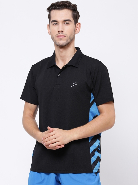 

SG Men Black Solid Polo Collar T-shirt