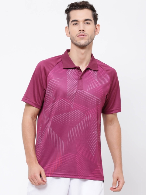

SG Men Magenta Printed Polo Collar T-shirt