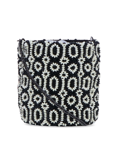 

Diwaah Black & White Self Design Sling Bag