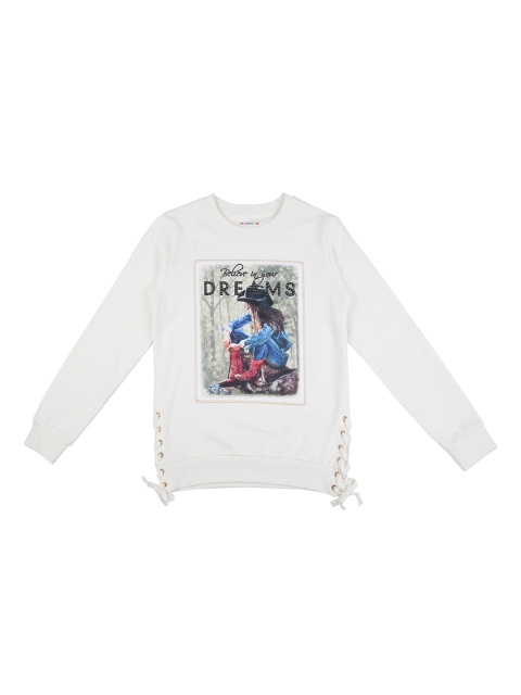 POPPERS by Pantaloons Girls White Printed Sweatshirt