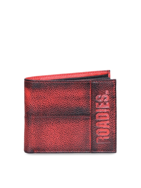 

Justanned Men Red Solid Two Fold Leather Wallet