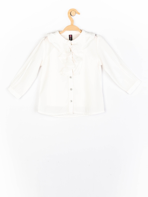

Peppermint Girls White Solid Shirt Style Top