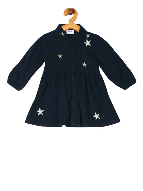 

Donuts Girls Blue Embroidered A-Line Dress