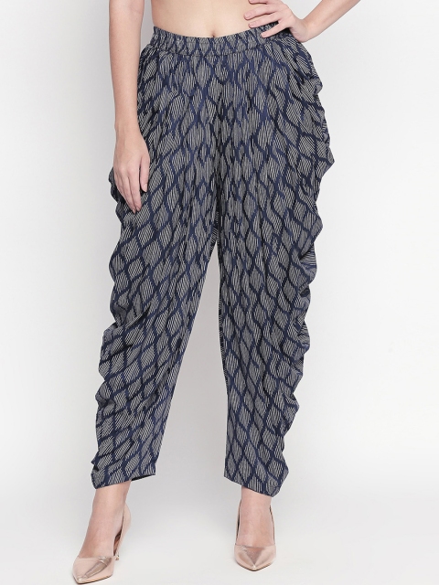

AKKRITI BY PANTALOONS Women Navy Blue & White Printed Relaxed-Fit Dhoti