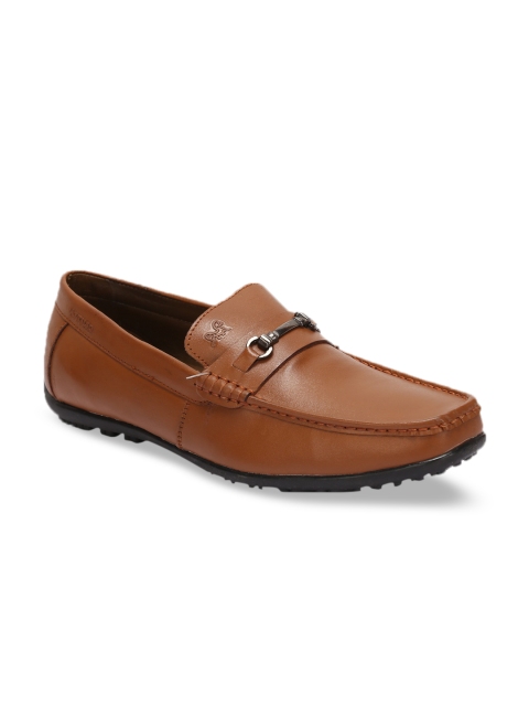 

ATTILIO by Ruosh Men Tan Brown Solid Leather Horsebit Loafers