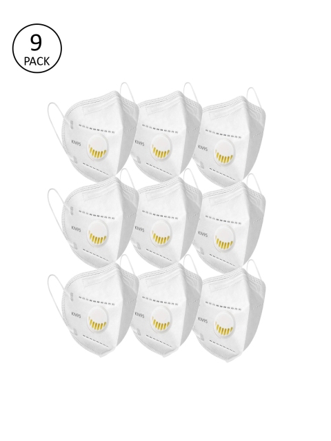 

OOMPH Unisex 9 Pcs White 5-Ply Anti-Pollution Valved KN95 Masks