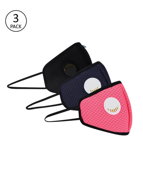 

Fresh Filter Unisex Pack Of 3 6-Ply Reusable Anti Bacterial Outdoor Masks With Valve, Multi