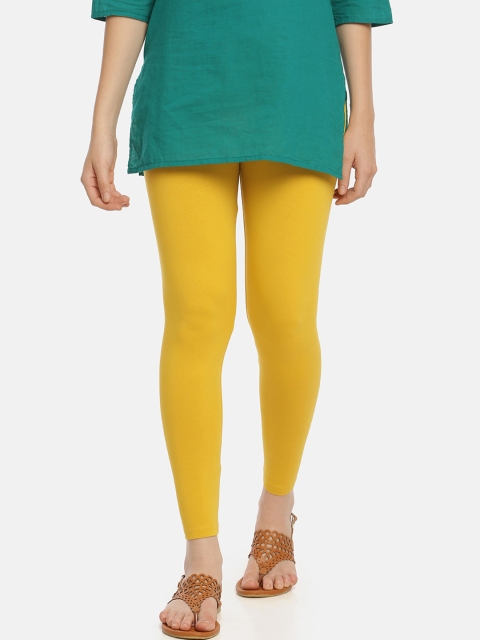 Zelen Women Yellow Solid Ankle-Length Leggings