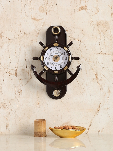 

ZANIBO Coffee Brown Quirky Solid Analogue Wall Clock