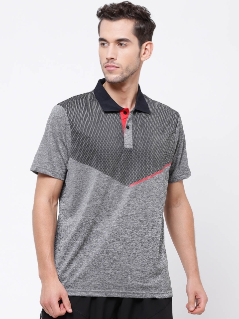 

SG Men Grey & Black Printed Polo Collar T-shirt