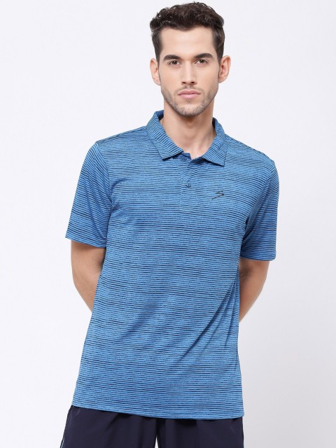 

SG Men Blue Striped Polo Collar T-shirt