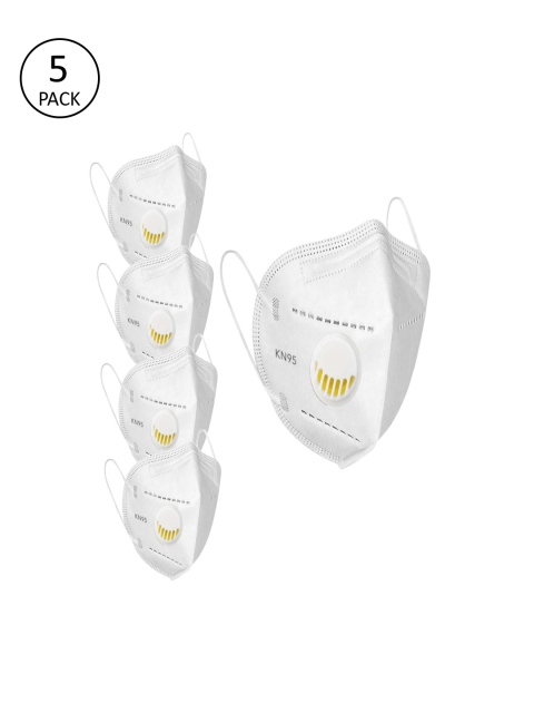 

OOMPH Adults 3 Pcs White 5 Ply KN95 Anti-Pollution Masks with Respirator Valve