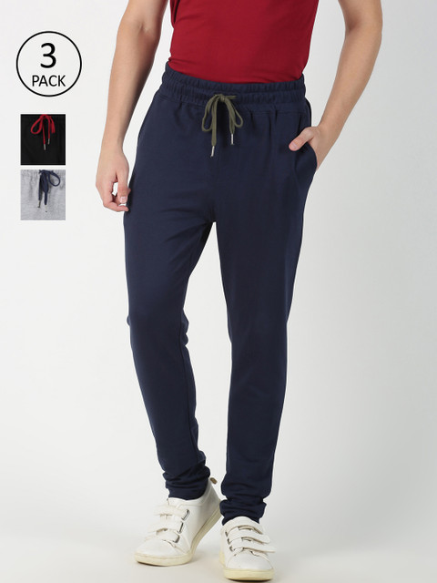 

Blue Saint Men Pack Of 3 Solid Slim-Fit Track Pants, Navy blue
