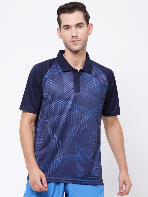 SG Men Navy Blue Solid Polo Collar T-shirt
