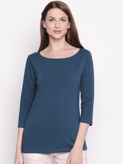 

Dreamz by Pantaloons Women Teal Blue Solid Lounge T-Shirt