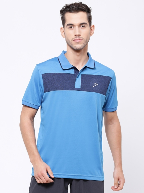 

SG Men Blue Colourblocked Polo Collar T-shirt