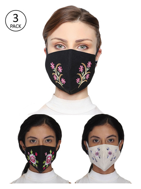 

Anekaant Women 3Pcs 3Ply Protective Outdoor Face Masks, Black