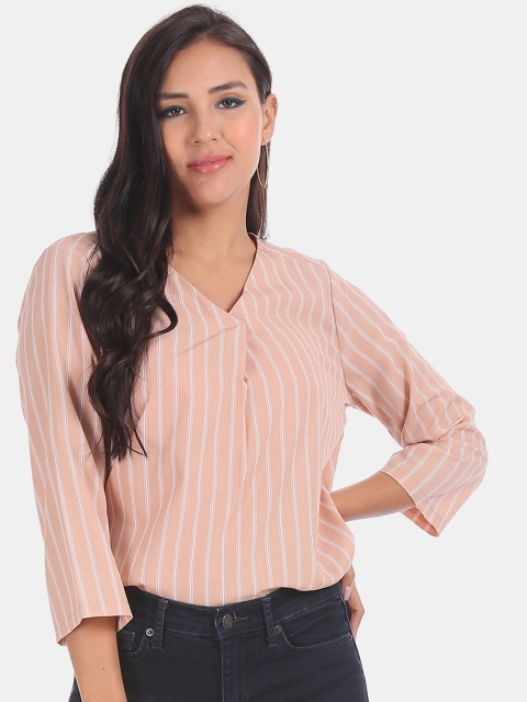 

ELLE Women Beige & White Striped Top