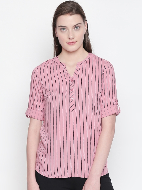 

Honey by Pantaloons Women Pink Striped Shirt Style Top