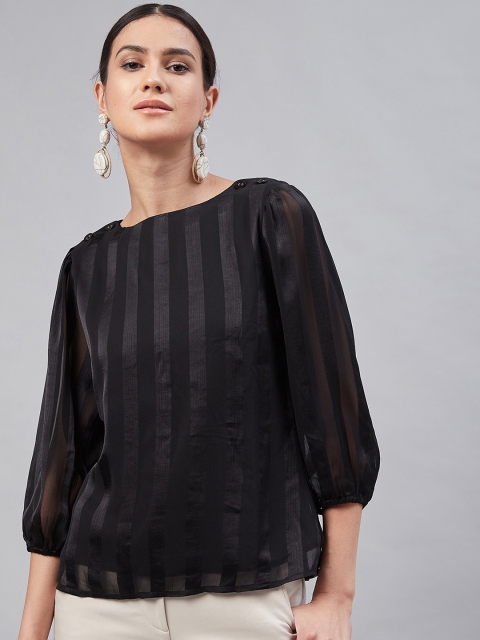 

Marie Claire Women Black Striped Top