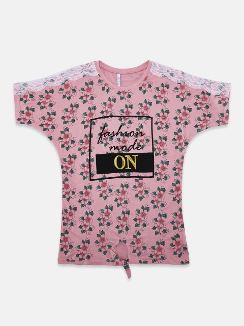

POPPERS by Pantaloons Girls Pink Printed Round Neck T-shirt