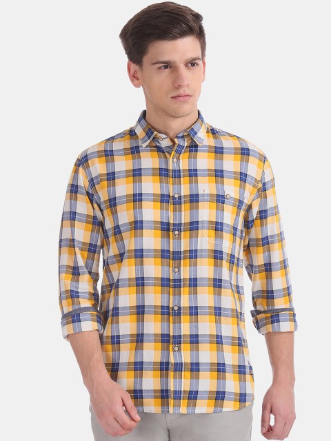 

Cherokee Men Yellow & Blue Checked Casual Shirt