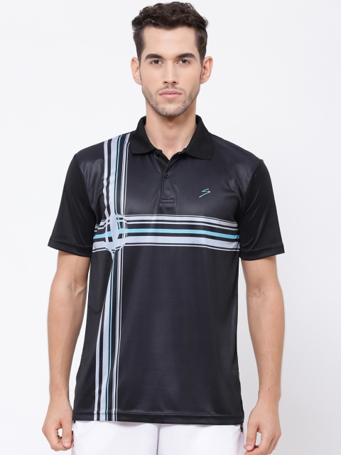 

SG Men Black & Blue Striped Polo Collar T-shirt