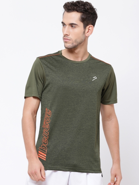 

SG Men Olive Green Solid Round Neck T-shirt