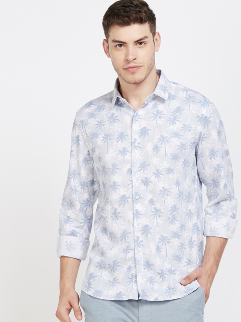

Bossini Men Blue & White Tropical Printed Casual Shirt